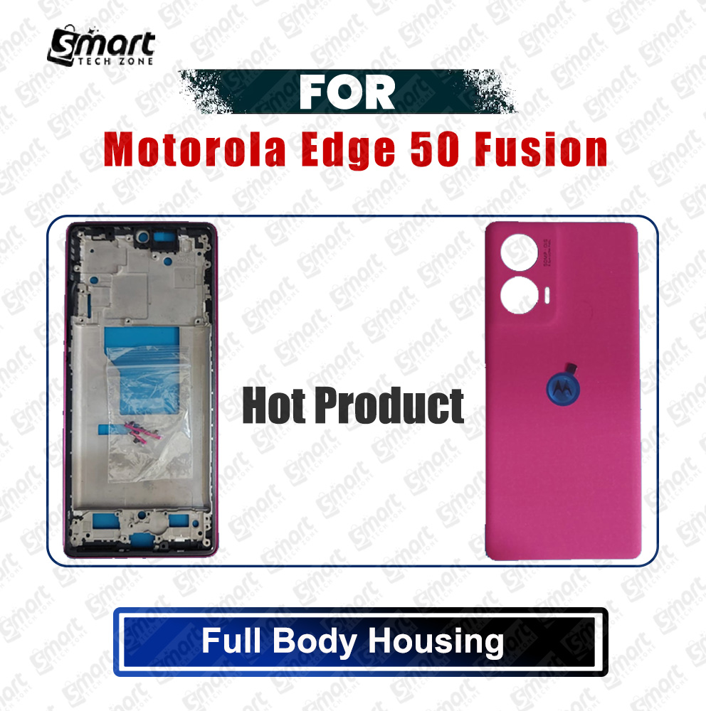 Picture of Full Body Housing Set for Motorola Edge 50 Fusion (XT2429-1) Includes Front LCD Frame, Middle Bezel, Back Panel and Power Volume Outside Key