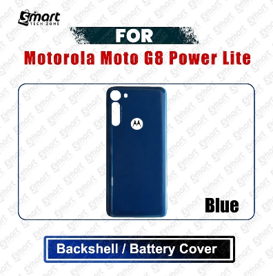 Picture of Motorola Moto G8 Power Lite (XT2055-2) Back Panel/Backshell/Battery Cover Casing With Logo Without Camera Glass -All Colors Available Replacement Parts