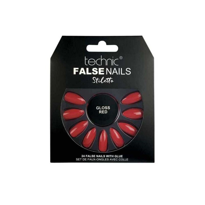 Picture of Technic Stiletto 24 False Nails With Glue - Gloss Red