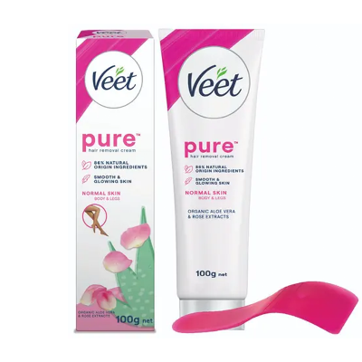 Picture of Veet Pure Organic Aloe Vera & Rose Extracts Hair Removal Cream 100g