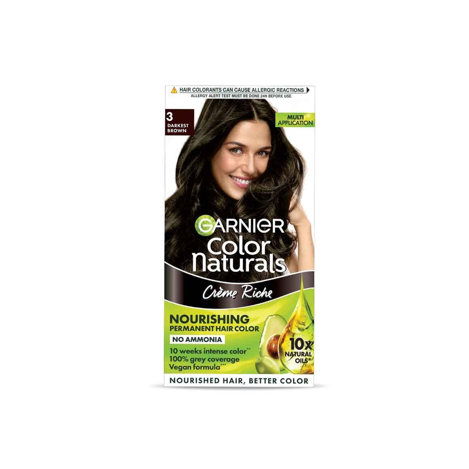 Picture of Garnier Color Naturals Creme Riche Nourishing Permanent Hair Color - 3 Darkest Brown 35ml+30g