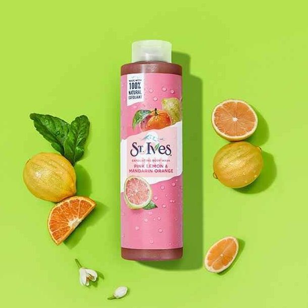 Picture of International USA product ST Ives PINK LEMON & MANDARIN ORANGE Shower gel body wash used for Male/ female - 650 ml