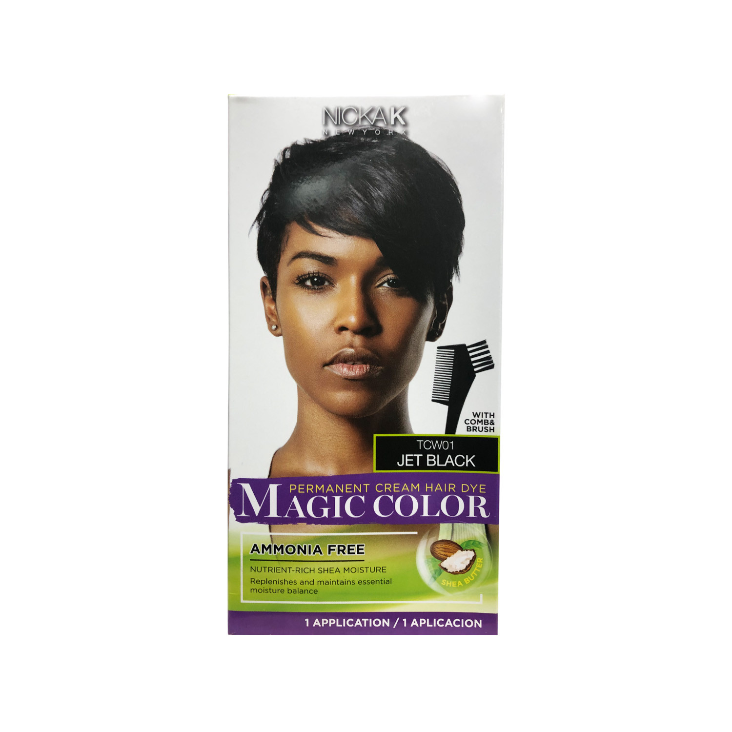 Picture of Nicka K Permanent Cream Hair Dye Magic Color - TCW01 Jet Black