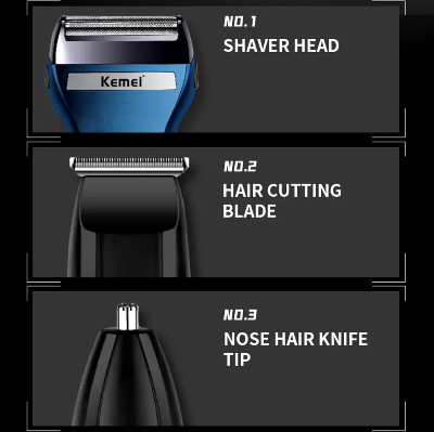 Picture of Kemei Km 6541 Multi Functional 3 In 1 Hair Clipper Shaver Nose Hair Trimmer Men