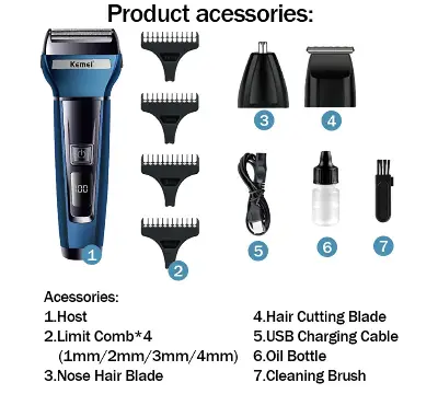 Picture of Kemei Km 6541 Multi Functional 3 In 1 Hair Clipper Shaver Nose Hair Trimmer Men