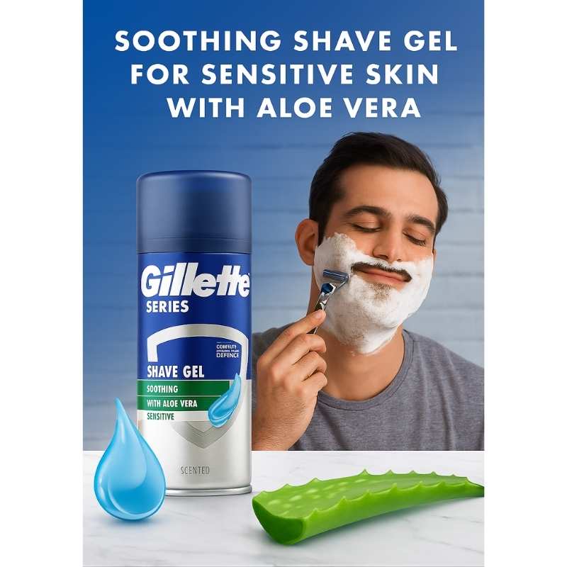 Picture of International UK product Gillette Series Soothing Shaving Gel with Aloe Vera Sensitive Skin - 200ml