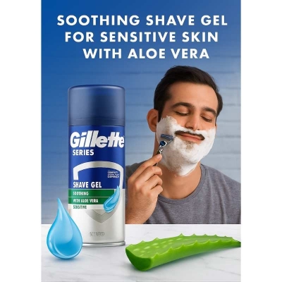 Picture of International UK product Gillette Series Soothing Shaving Gel with Aloe Vera Sensitive Skin - 200ml
