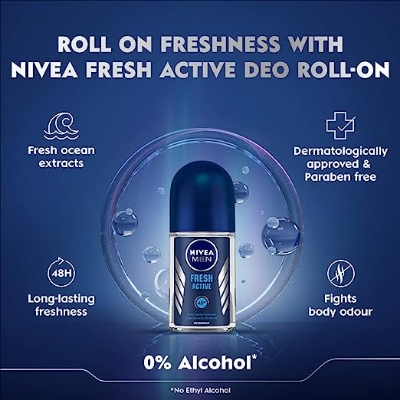 Picture of NIVEA MEN Antiperspirant Roll-on for Men, Fresh Active Fresh Scent, 50ml