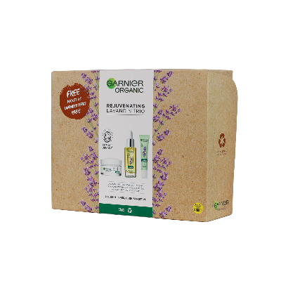 Picture of Garnier Organic Rejuvenating Lavandin Trio Anti-Age Day Care Cream 50ml & Smooth And Glow Facial Oil 30ml & Anti-Age Eye Cream 15ml Gift Set