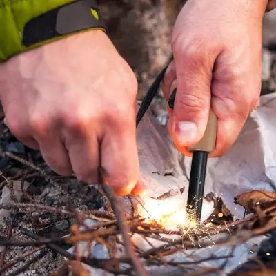 Picture of Emergency Survival Kit Magnesium Flint , Fire Starter Camping Gear/ Flint Fire Starter / Magnesium Flint /  Solid Wood Handle