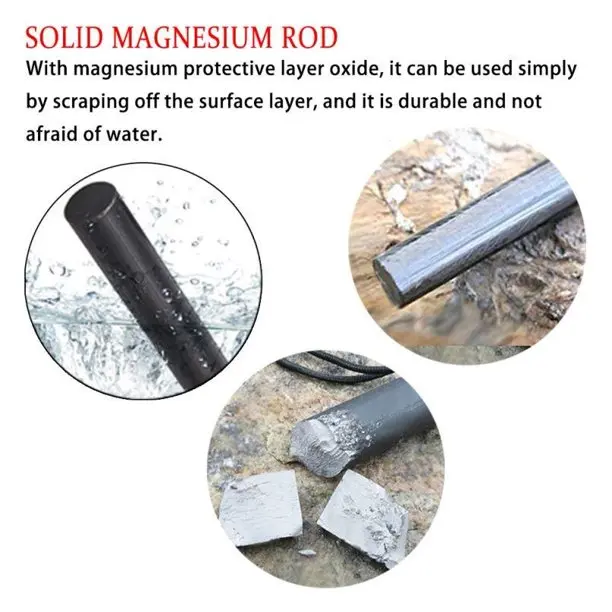 Picture of Emergency Survival Kit Magnesium Flint , Fire Starter Camping Gear/ Flint Fire Starter / Magnesium Flint /  Solid Wood Handle