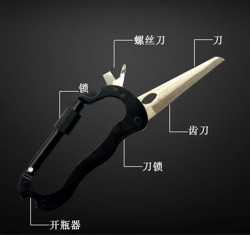 Picture of 5 in 1 multitool with carabiner