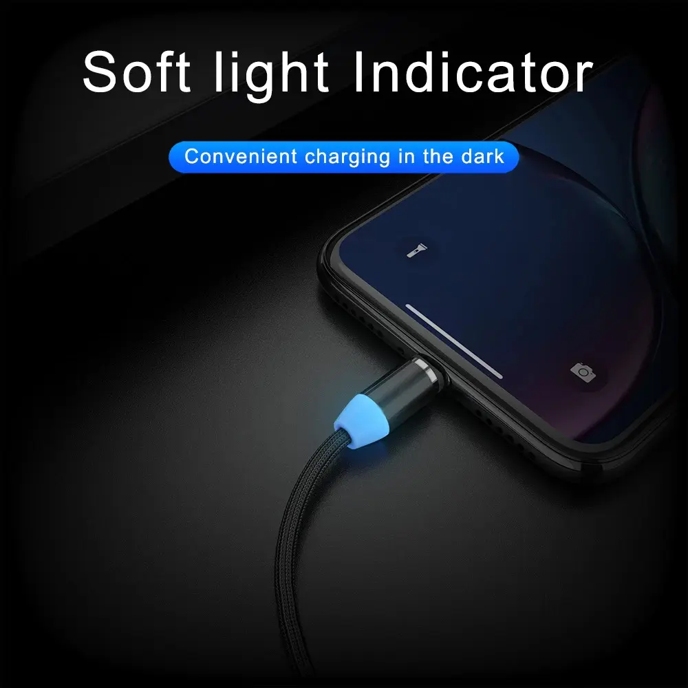 Picture of Magnetic Fast Charging Cable With Led Indicator - Type B / Type C / Type IOS - ( One cable + One head)