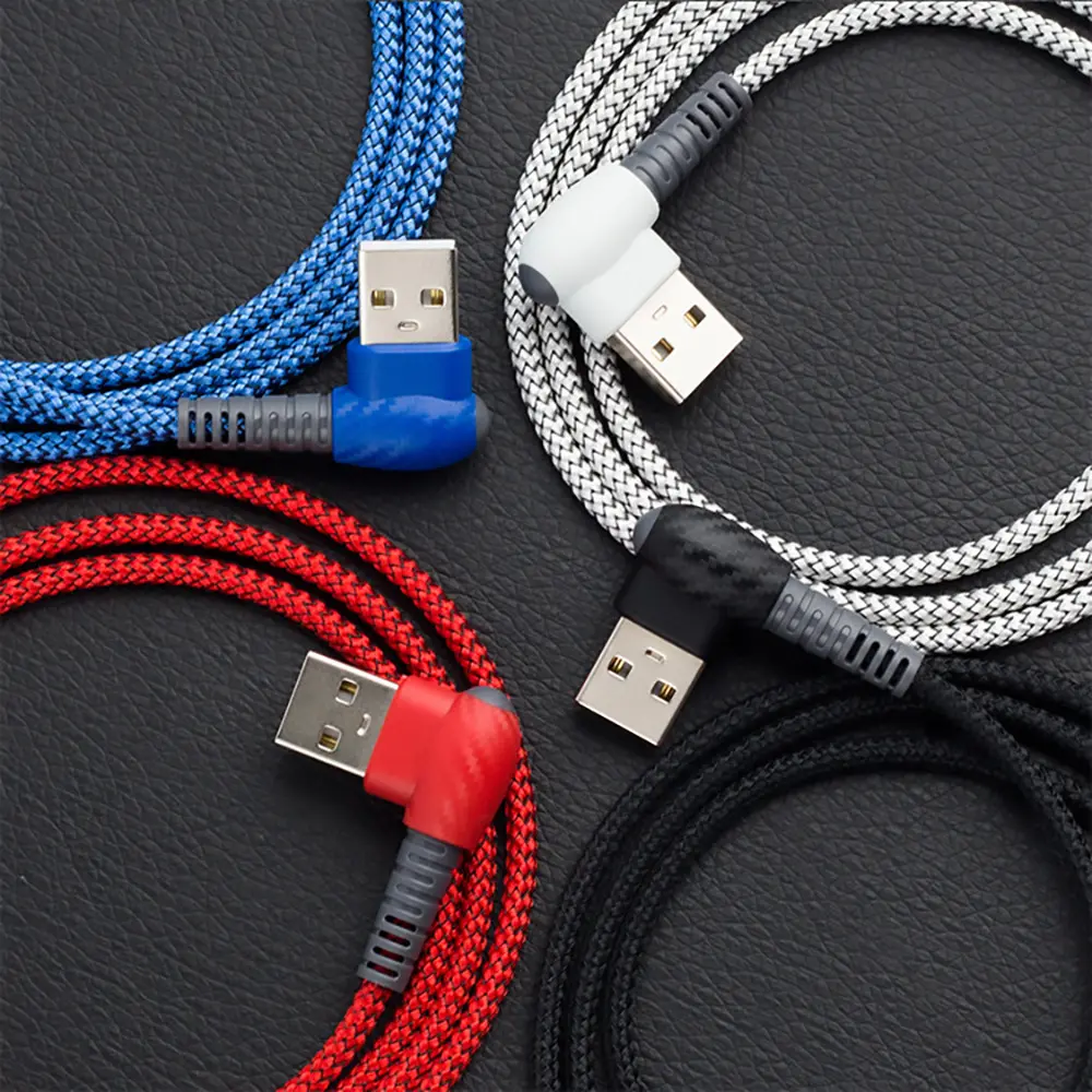 Picture of Type C - Durable 3A fast charging 90 degrees elbow charcoal pattern Charging Cable for Type C Port