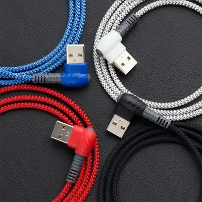 Picture of Type C - Durable 3A fast charging 90 degrees elbow charcoal pattern Charging Cable for Type C Port