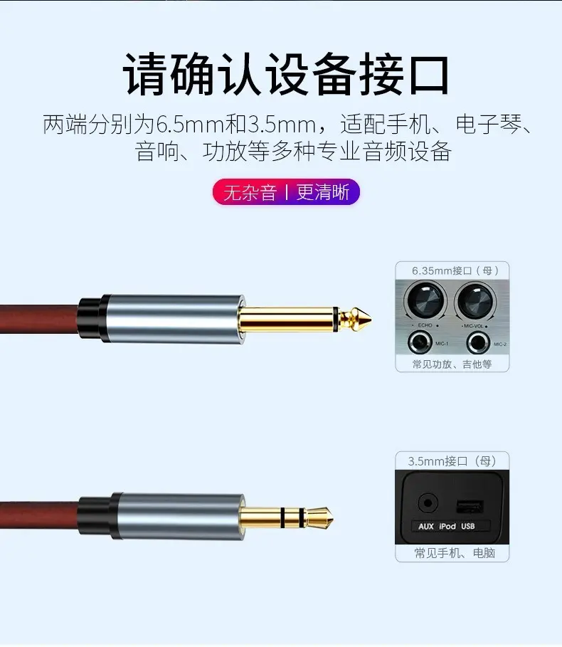 Picture of 6.5 mm to 3.5 mm audio aux cable