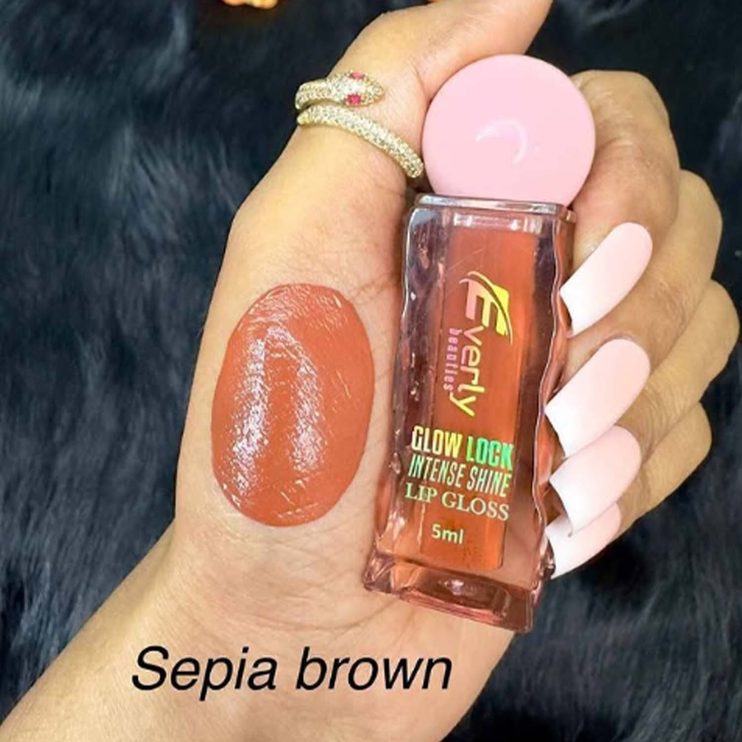 Picture of Everly Beauties Glow Lock Intense Shine Lip Gloss - Sepia Brown