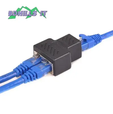 Picture of 1 To 2 Ways RJ45 Female Splitter Ethernet Network Cable Double Connector Adapter