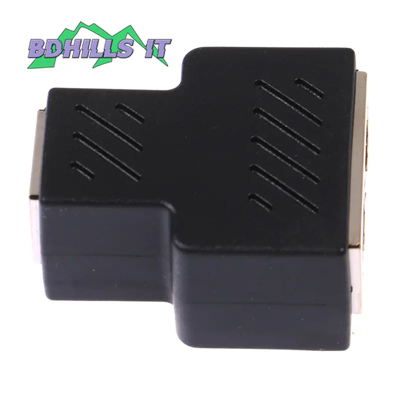 Picture of 1 To 2 Ways RJ45 Female Splitter Ethernet Network Cable Double Connector Adapter
