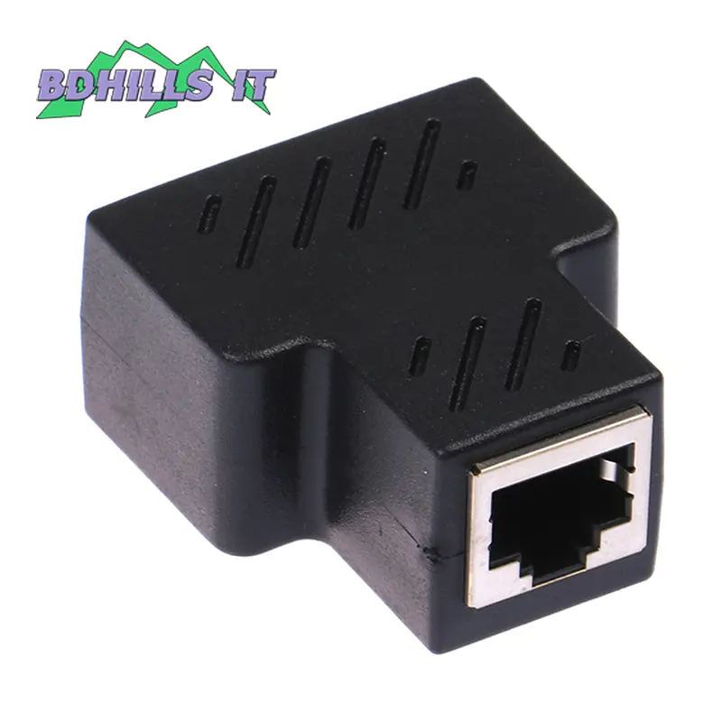 Picture of 1 To 2 Ways RJ45 Female Splitter Ethernet Network Cable Double Connector Adapter