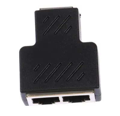 Picture of 1 To 2 Ways RJ45 Female Splitter Ethernet Network Cable Double Connector Adapter