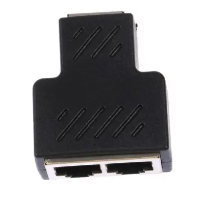 Picture of 1 To 2 Ways RJ45 Female Splitter Ethernet Network Cable Double Connector Adapter