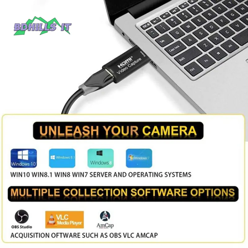 Picture of Video Capture Card 1080P Hdmi To Usb Usb 2.0 Video Capture Device Audio Video Recording for Streaming Phone Game Camera Live Stream Broadcast  hdmi capture