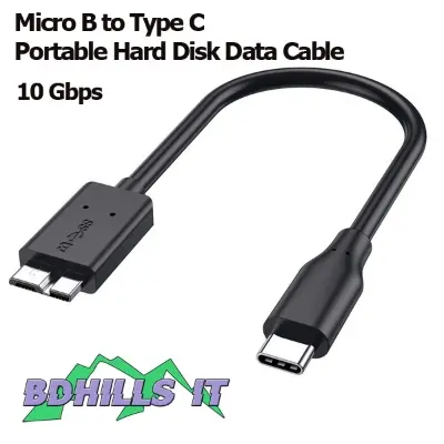 Picture of Portable HDD Data Cable 10 GBPS ThunderBolt Cable Micro B to Type C