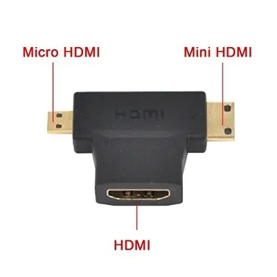 Picture of 3 in 1 HDMI Rotor- 3 in 1 T Shape HDMI Female to Mini & Micro HDMI Male 90 Degree Multi Adapter Converter-Hdmi Female to Mini & Micro- Alliance