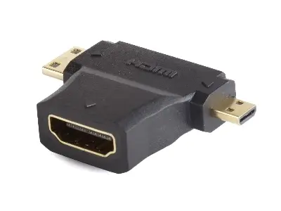 Picture of 3 in 1 HDMI Rotor- 3 in 1 T Shape HDMI Female to Mini & Micro HDMI Male 90 Degree Multi Adapter Converter-Hdmi Female to Mini & Micro- Alliance