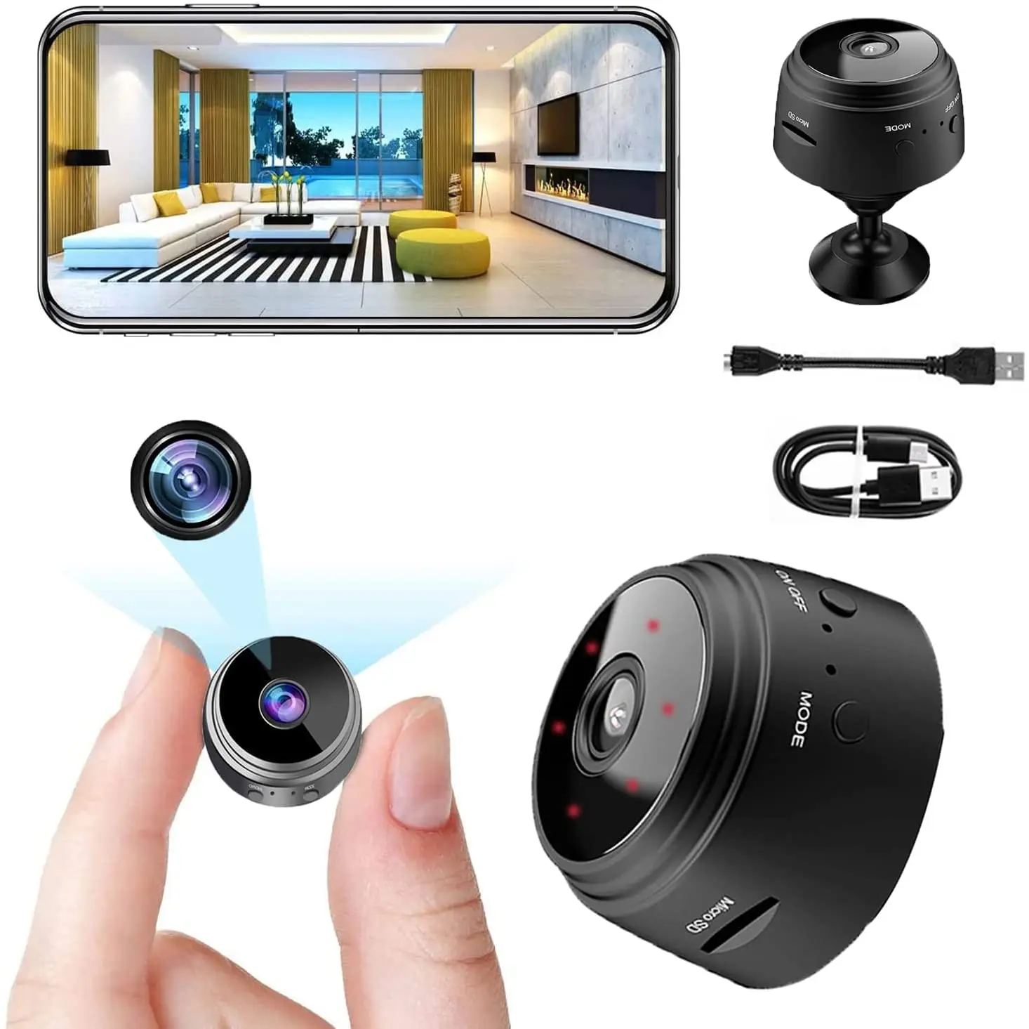 Picture of A9 HD Mini Security Camera - A9 Wi-Fi Night Vision Mini IP Camera - CCTV Camera