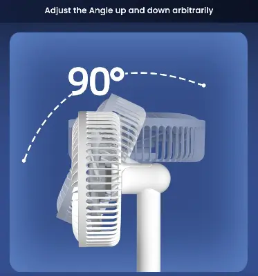 Picture of Rechargeable Fan F32B Desktop Fan Table Fan – 6 inch, 6 Blade, 1800Mah, 4 Wind Gear, low noise, 90 Degree Rotatable, USB Rechargeable, Compact Mini Fan Small Fan