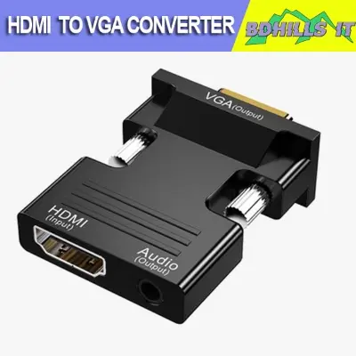 Picture of HDMI to VGA Converter - HDMI-compatible To VGA Converter With 3.5mm Audio Cable For PS4 PC Laptop TV Monitor Projector 1080P VGA Female To HD Male Adapt