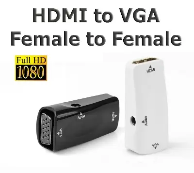 Picture of HDMI to VGA Converter female to female HD to monitor TV with audio converter HDMI TO VGA adapter 1080p