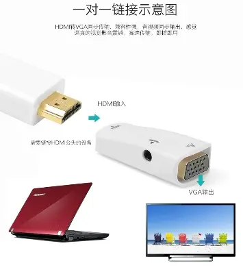 Picture of HDMI to VGA Converter female to female HD to monitor TV with audio converter HDMI TO VGA adapter 1080p