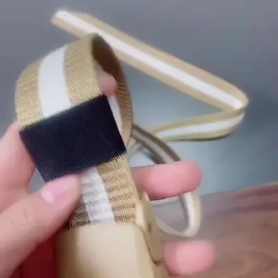 Picture of Striped Canvas Men's Belt Lightweight Hard Plastic Buckle Nylon Outdoor Sports Leisure Belt for Men 120cm