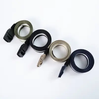 Picture of Striped Canvas Men's Belt Lightweight Hard Plastic Buckle Nylon Outdoor Sports Leisure Belt for Men 120cm