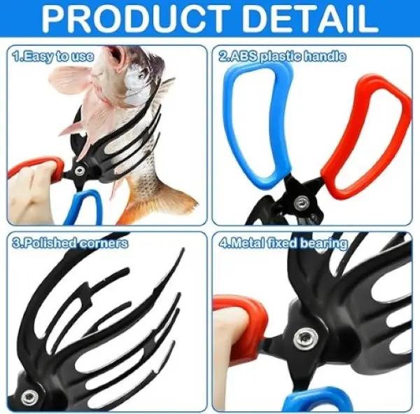 Picture of Fish Gripper, Fish Grabber Tool Metal Fish Grippers for Fishing, 3 Claw Fish Grips Anti-Slip Fishing Pliers Gripper Control Clamp Claw Fish Pliers Catch Fish Fishing Accessories, Ideal for Anglers