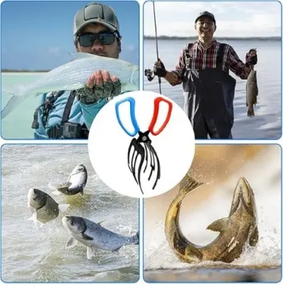 Picture of Fish Gripper, Fish Grabber Tool Metal Fish Grippers for Fishing, 3 Claw Fish Grips Anti-Slip Fishing Pliers Gripper Control Clamp Claw Fish Pliers Catch Fish Fishing Accessories, Ideal for Anglers