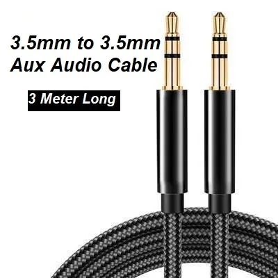 Picture of 3.5mm to 3.5 mm male to male aux audio cable - with break-proof metal plug (headphone cable & aux cable for car/iPhone/laptop, jack to jack cable, aux to aux cable, black)