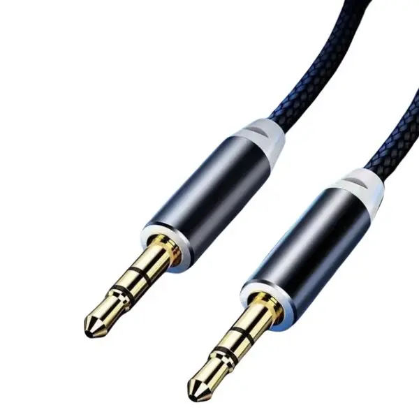 Picture of 3.5mm to 3.5 mm male to male aux audio cable - with break-proof metal plug (headphone cable & aux cable for car/iPhone/laptop, jack to jack cable, aux to aux cable, black)
