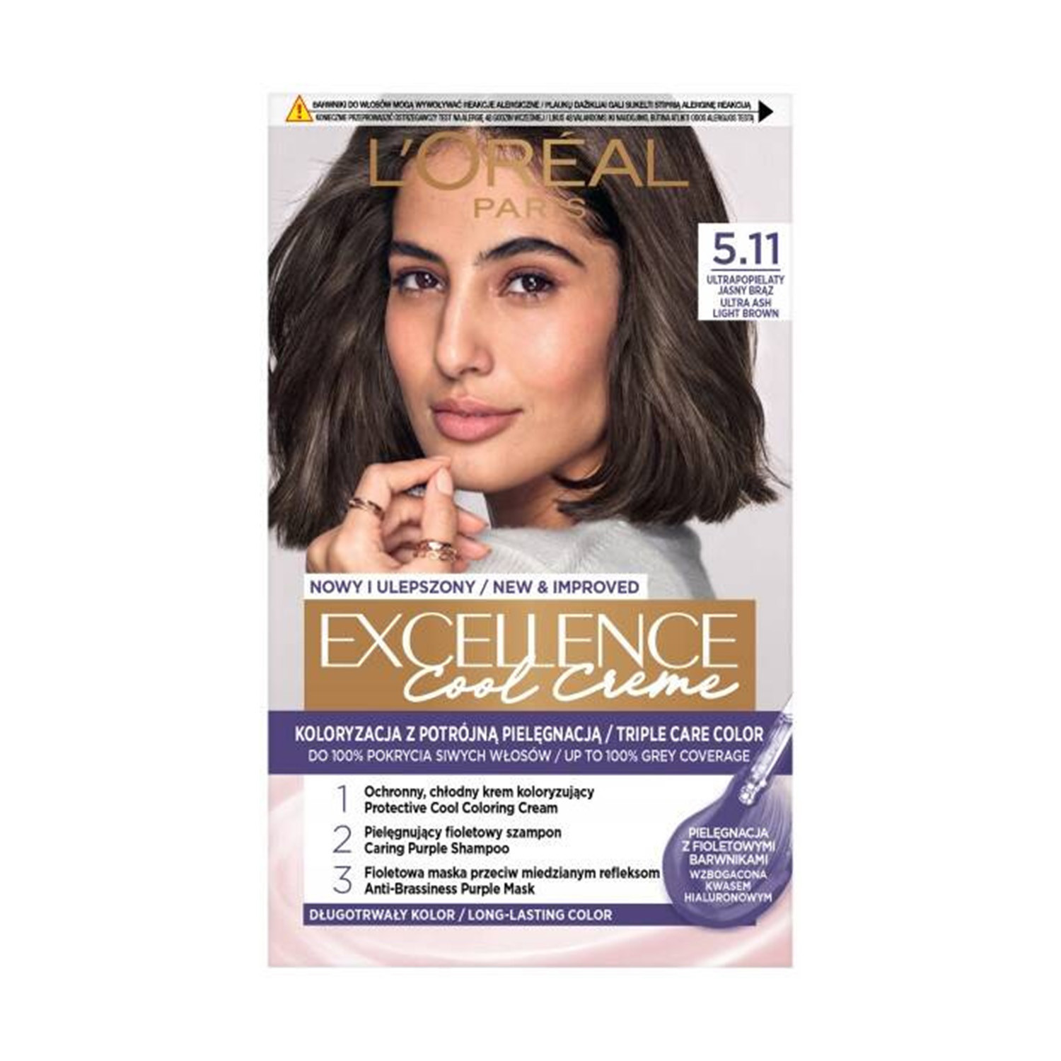 Picture of L'Oreal Excellence Cool Creme Triple Care Color - 5.11 Ultra Ash Light Brown