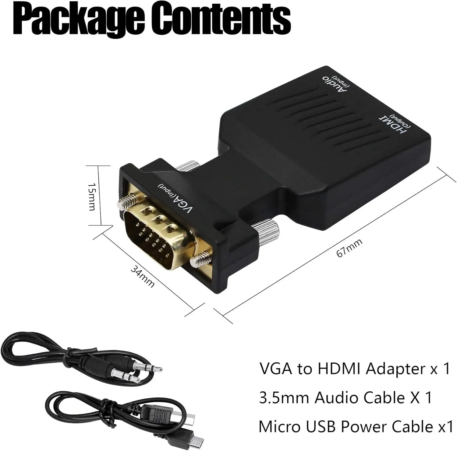 Picture of VGA to HDMI Converter Adapter with Audio – 1080p Converter for PC, Laptop, Projector, Monitor
