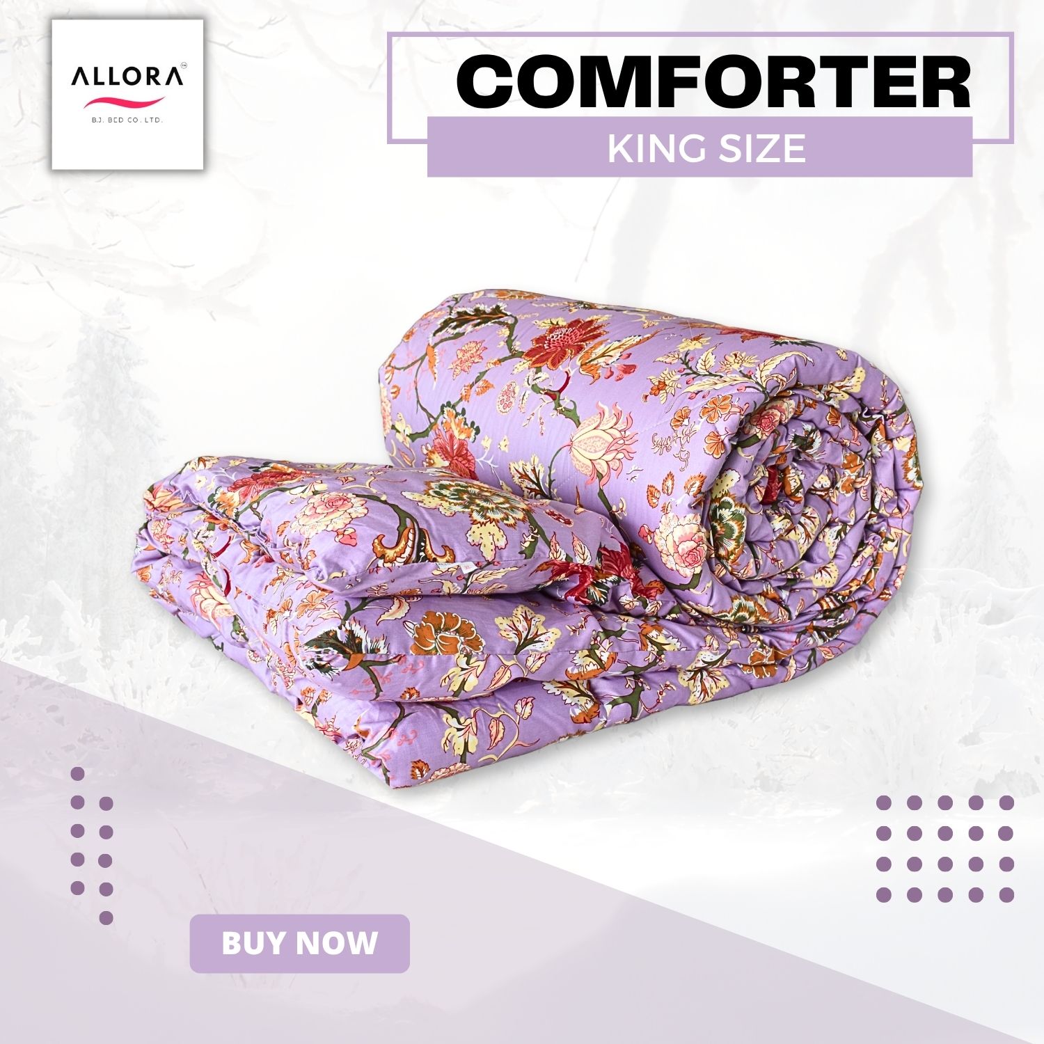 Picture of Floral Whisper Printed Allora Comforter – Lavender