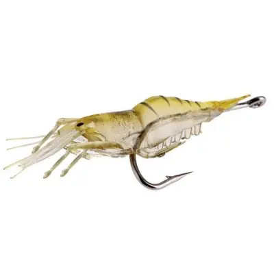 Picture of Lifelike Shrimp Fishing Lures, 5cm, Slow Sinking Soft Bait with Single Hook - Ideal for Bass, Trout, Salmon in Freshwater & Saltwater, Fishing Bait