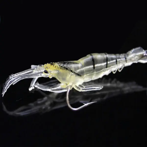 Picture of Lifelike Shrimp Fishing Lures, 5cm, Slow Sinking Soft Bait with Single Hook - Ideal for Bass, Trout, Salmon in Freshwater & Saltwater, Fishing Bait