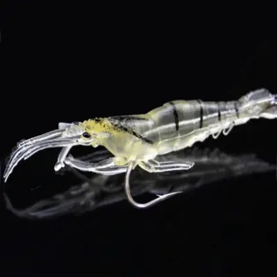 Picture of Lifelike Shrimp Fishing Lures, 5cm, Slow Sinking Soft Bait with Single Hook - Ideal for Bass, Trout, Salmon in Freshwater & Saltwater, Fishing Bait