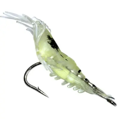 Picture of Lifelike Shrimp Fishing Lures, 5cm, Slow Sinking Soft Bait with Single Hook - Ideal for Bass, Trout, Salmon in Freshwater & Saltwater, Fishing Bait
