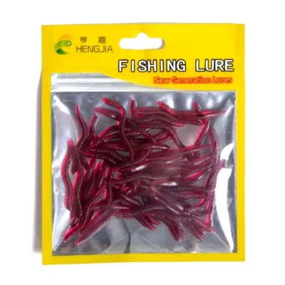 Picture of 50 piece Lifelike Fishy Smell Red Soft Lures Simulation Earthworm Red Worms Artificial Fishing Lures 50 pc per bag