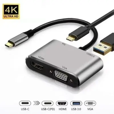 Picture of 4 in 1 Combo Video Conver |  Type C to VGA | Type C to HDMI | Type C-Video Adapters | Converter OTG USB Type-C to HDMI/VGA/USB 3.0/PD